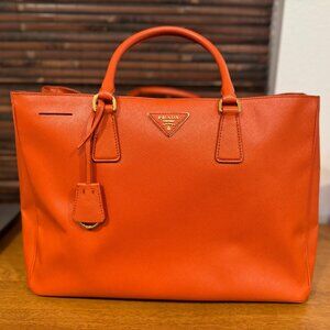 Authentic Prada Saffiano Orange Lux Papaya Tote Bag. PRADA. Orange. Women's Bags